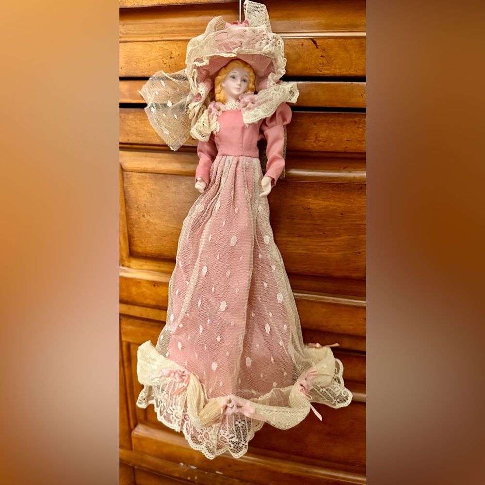 Vintage Porcelain China Head Bust Hanging Lace Ornaments Victorian